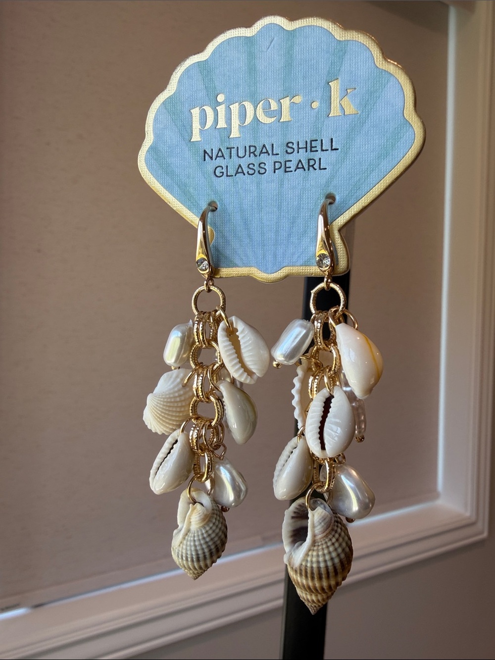 Piper•k Gold-Accent White & Natural Shell Dangle Earrings